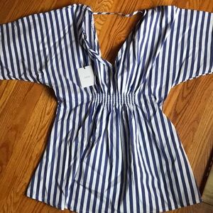 ONIA  blue and white nautical stripe swim cover up